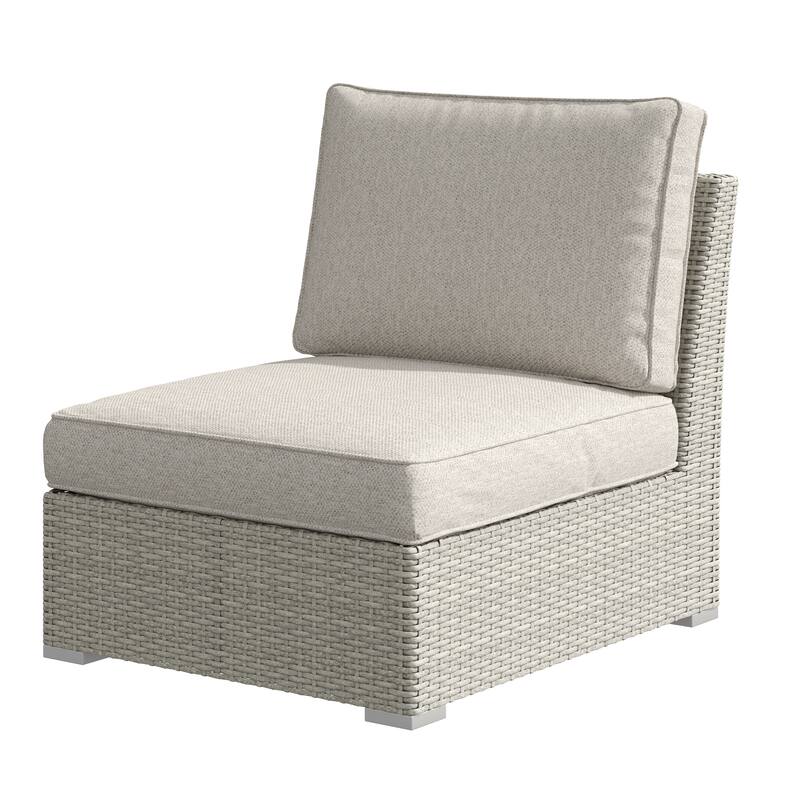 Corvus Looe 8-Piece Outdoor Sectional Set with Deep Seating, Aluminum Wicker Conversation Sofa with Ottomans