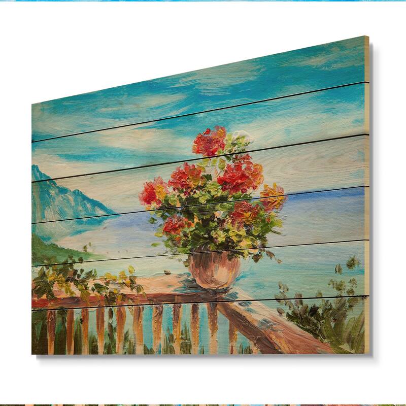 Designart 'Colorful Flowers In Mediterranean House III' French Country