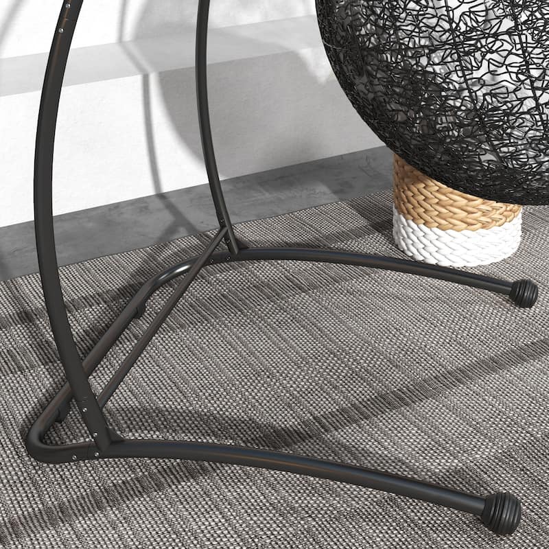 Outdoor C Shape Hanging Chair Stand for Indoor & Outdoor, Black