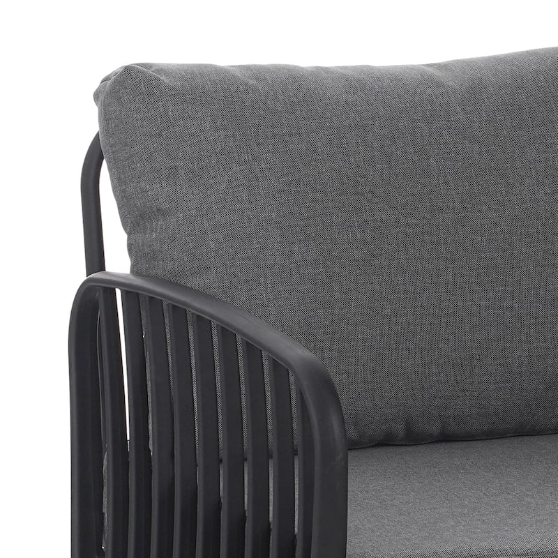 Black Gray Patio Chair Armchair Reading Chair Accent Chair with Cushion, Padded Chair Club Chair Reception Chair