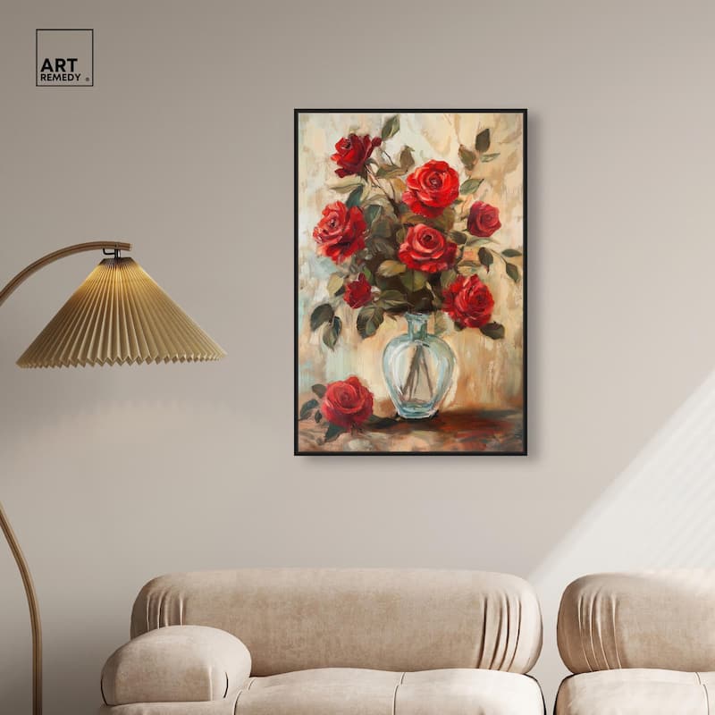 Ruby Roses in Riad Glass Canvas by Art Remedy