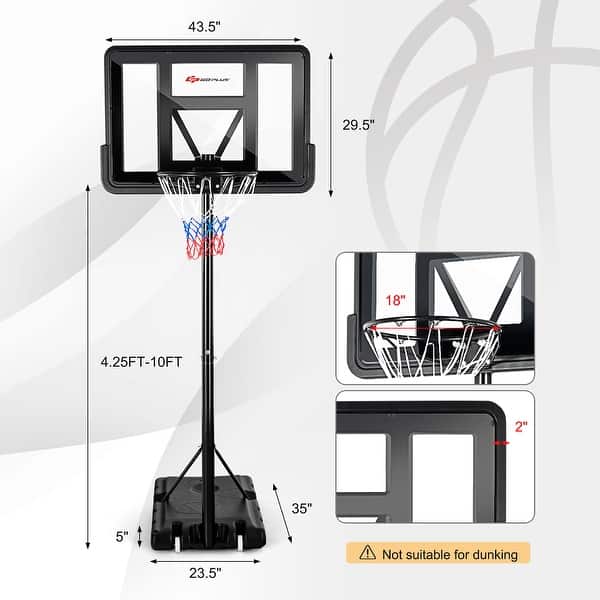 Costway Portable Basketball Hoop Stand Adjustable Height
