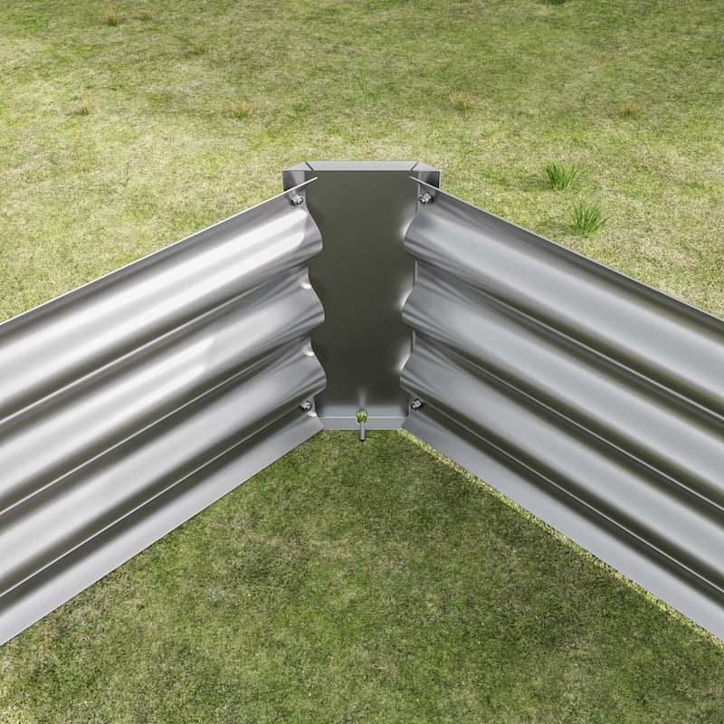 Raised Garden Bed Kit - Metal Raised Bed Garden 7.6x3.7x0.98ft for Flower Planters, Vegetables Herb Silver