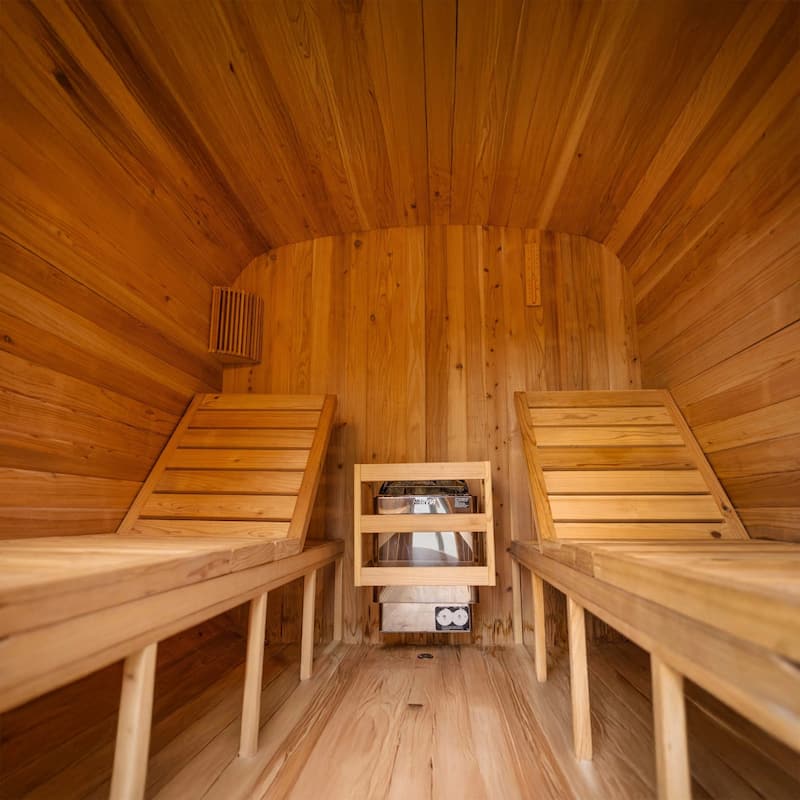 ALEKO 4 Person Rustic Cedar Rounded Square Sauna with Bitumen Roofing