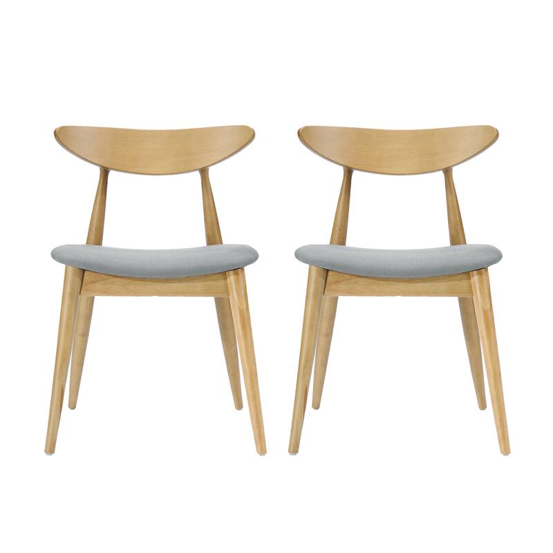 Set Of 2 Retro Rubberwood Chairs With Ergonomic Back & Plush Cushions