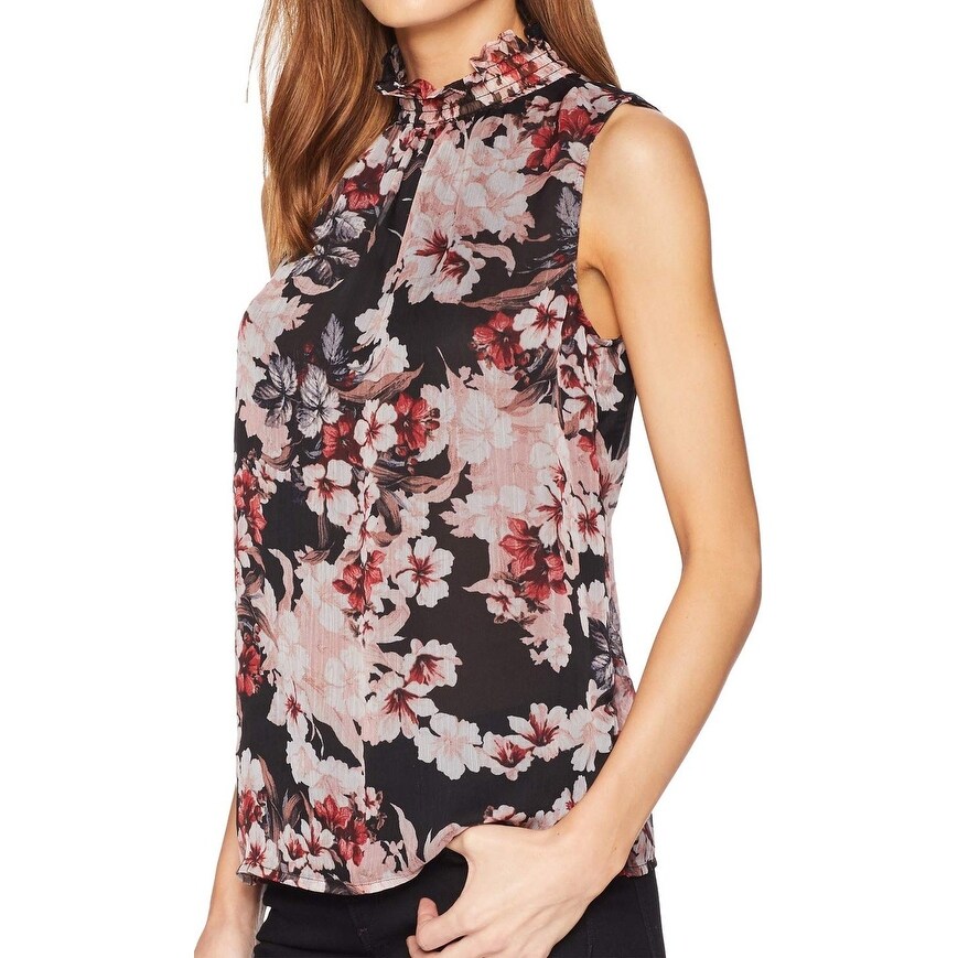 vince camuto smocked neck blouse