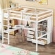 preview thumbnail 6 of 4, Full Size Loft Wood Bed with Desk and Storage Shelves