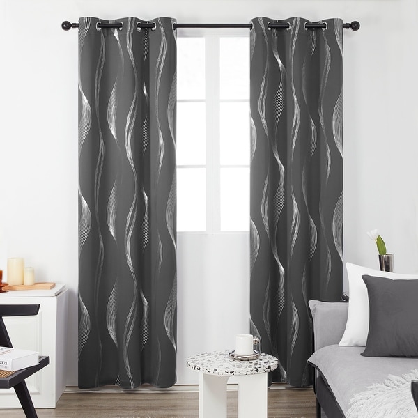 Deconovo Silver Wave 42 Width Curtain (2 Panel) - On Sale - Bed