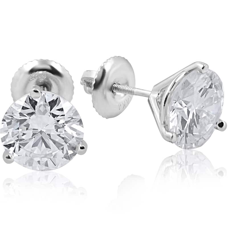 Certified 4 Ct Lab Grown Diamond Martini Screw Back Studs White Gold
