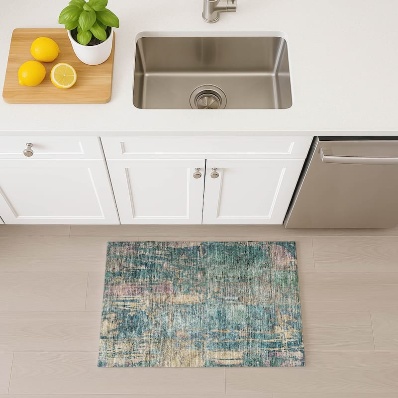 Machine Washable Indoor/ Outdoor Abstract Modern Chantille Rug