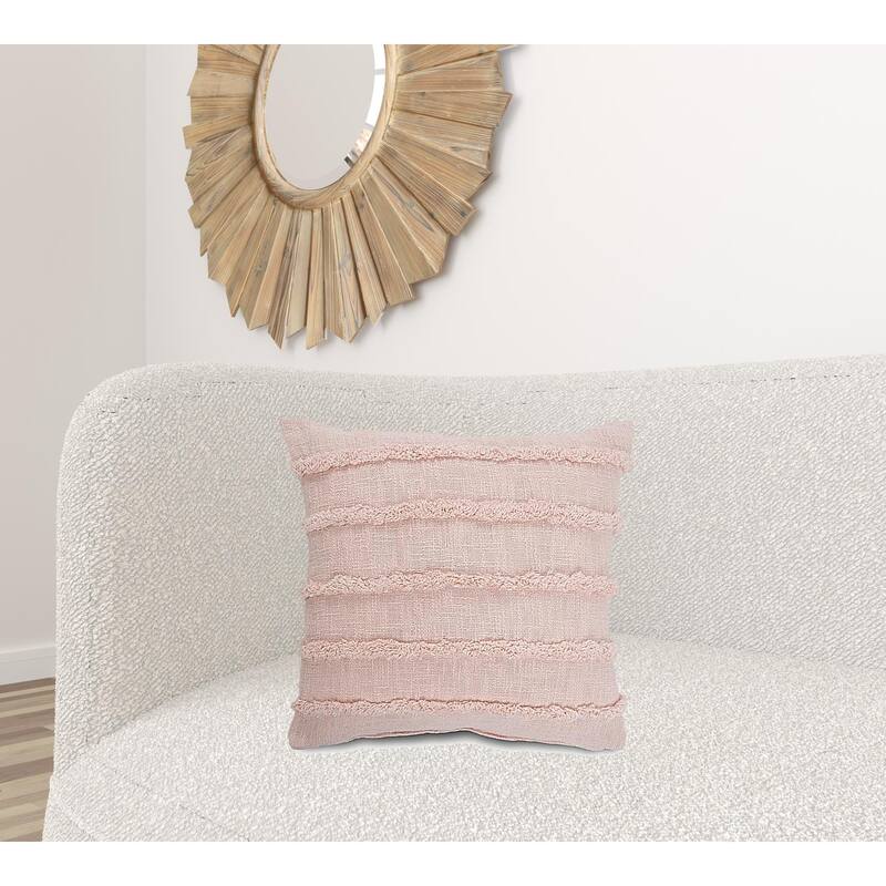 HomeRoots 20" X 20" Pearl Blush And Peach 100% Cotton Zippered Pillow