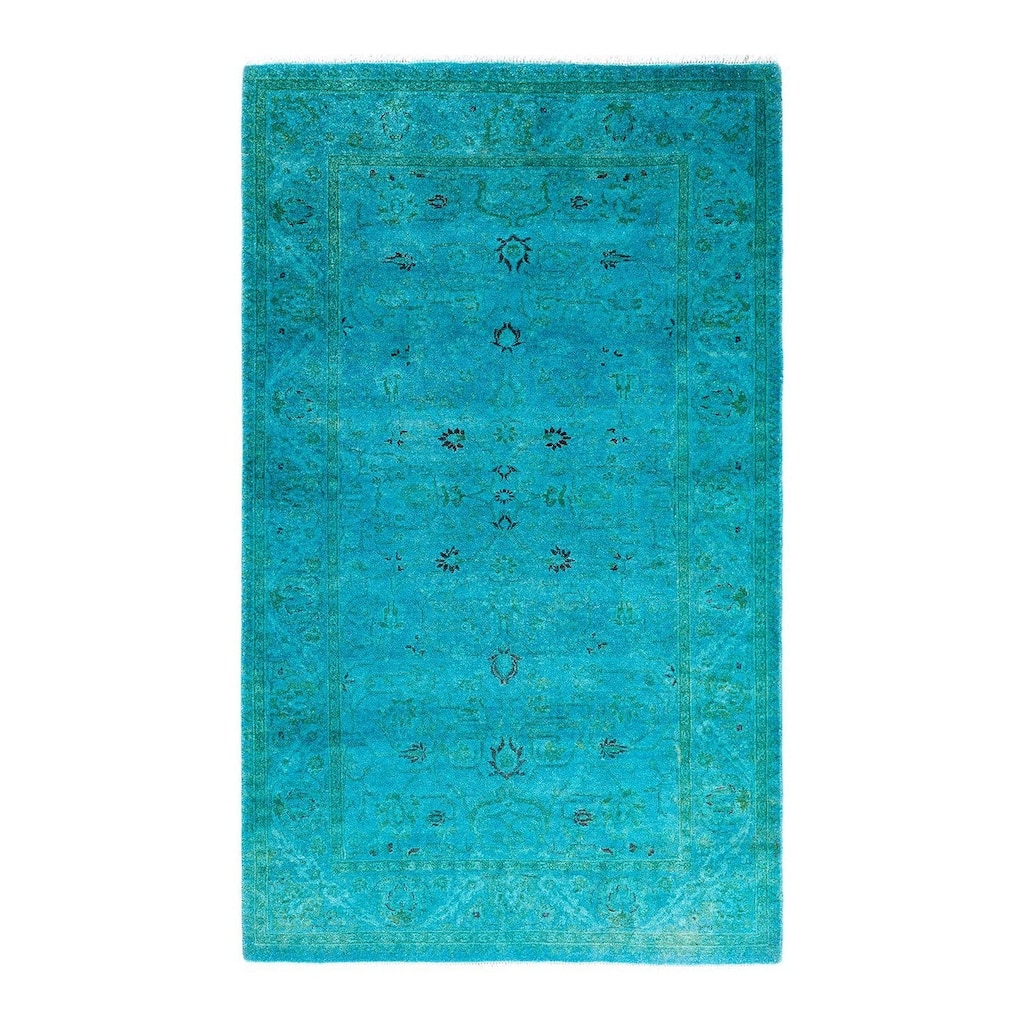 Contemporary Overdyed Wool Hand Knotted Area Rug - 3' 2" x 5' 1"