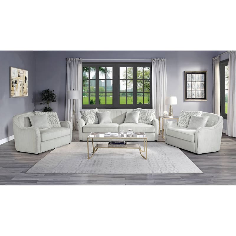 Davidov Beige Chair with Nailhead Trim