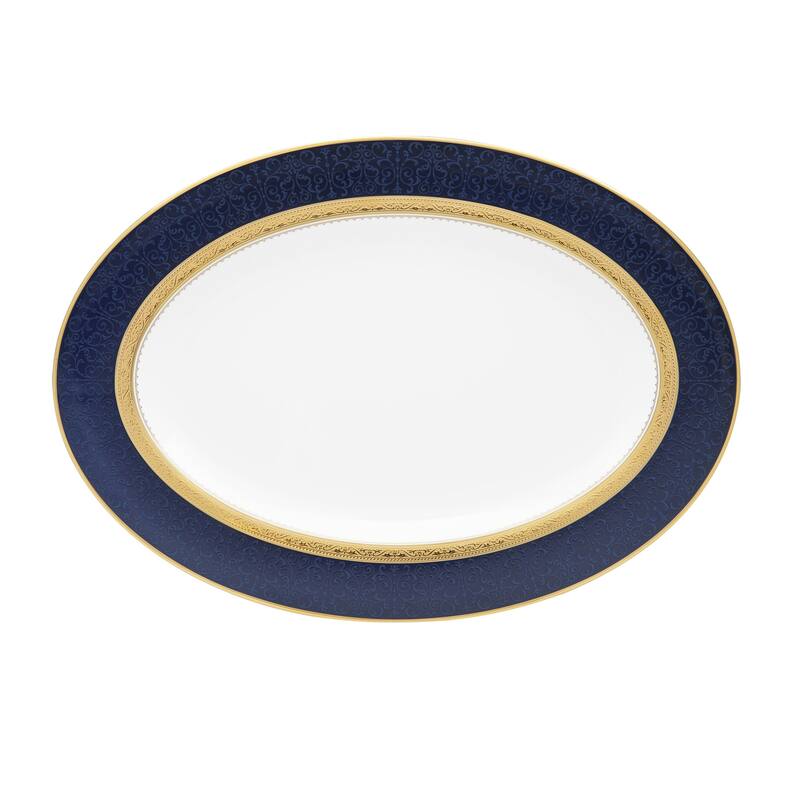 Odessa Cobalt Gold Oval Platter, 14"
