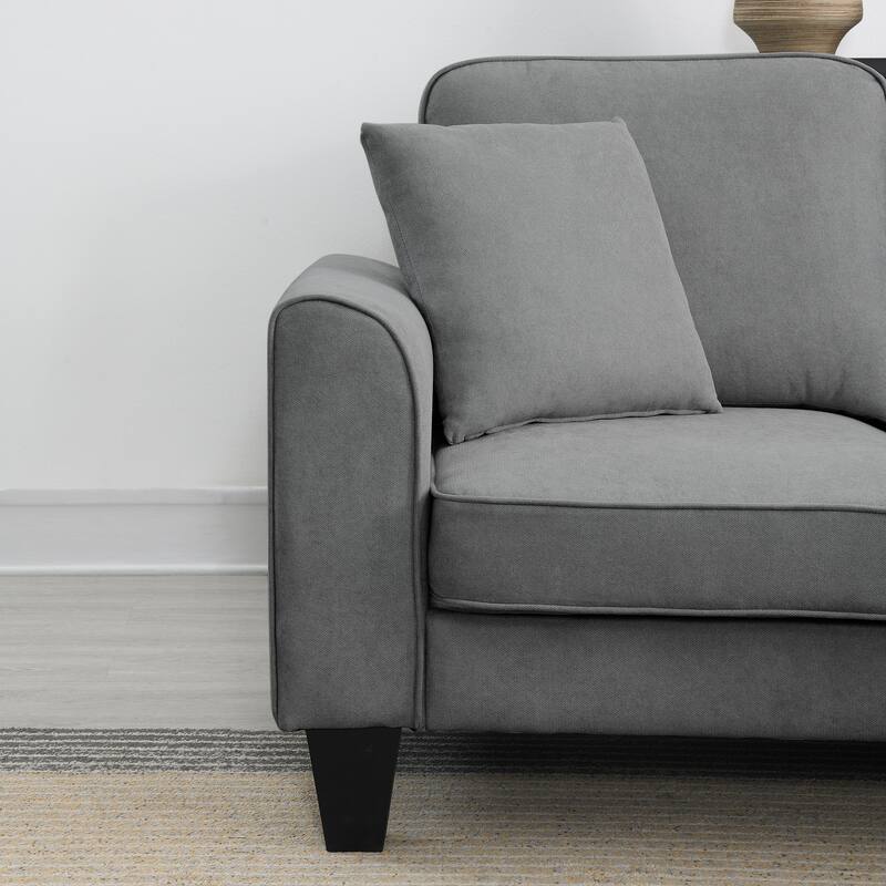 Dark Grey Modern Sectional Sofa Living Room Sofa Set with 3 Pillows