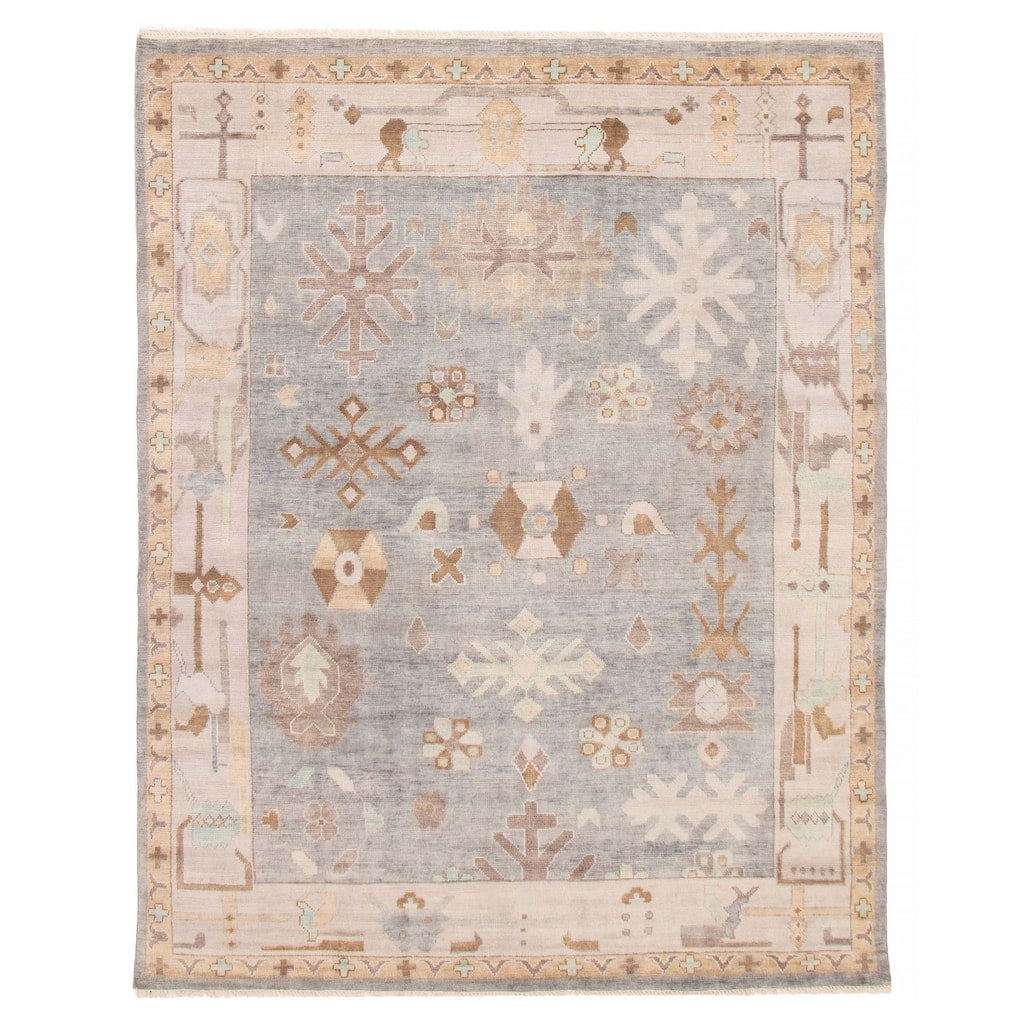 ECARPETGALLERY Hand-knotted Oushak Grey Wool Rug - 7'9 x 9'8