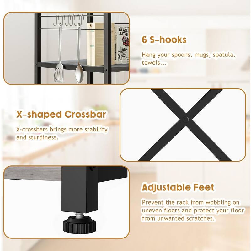 Futzca Kitchen Bakers Rack, Microwave Stand, Coffee Bar