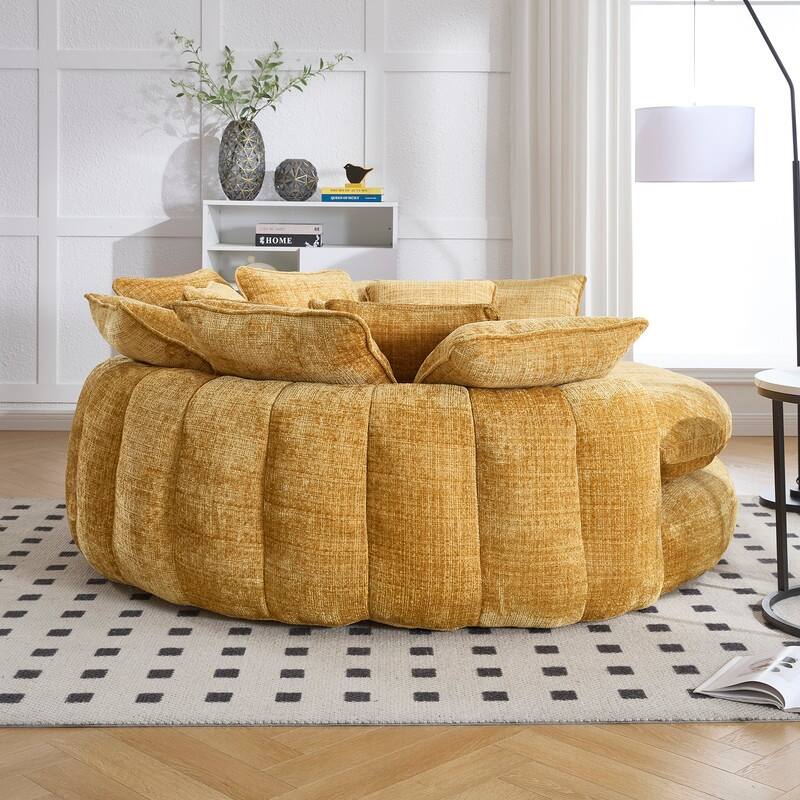 81.10" Double Bread Extra Large Round Sofa Bed with Armrests and Large Cushions