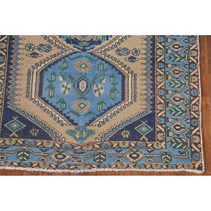 Bakhtiari Persian Vintage Area Rug Hand-Knotted Geometric Wool Carpet - 4'7"x 6'6"