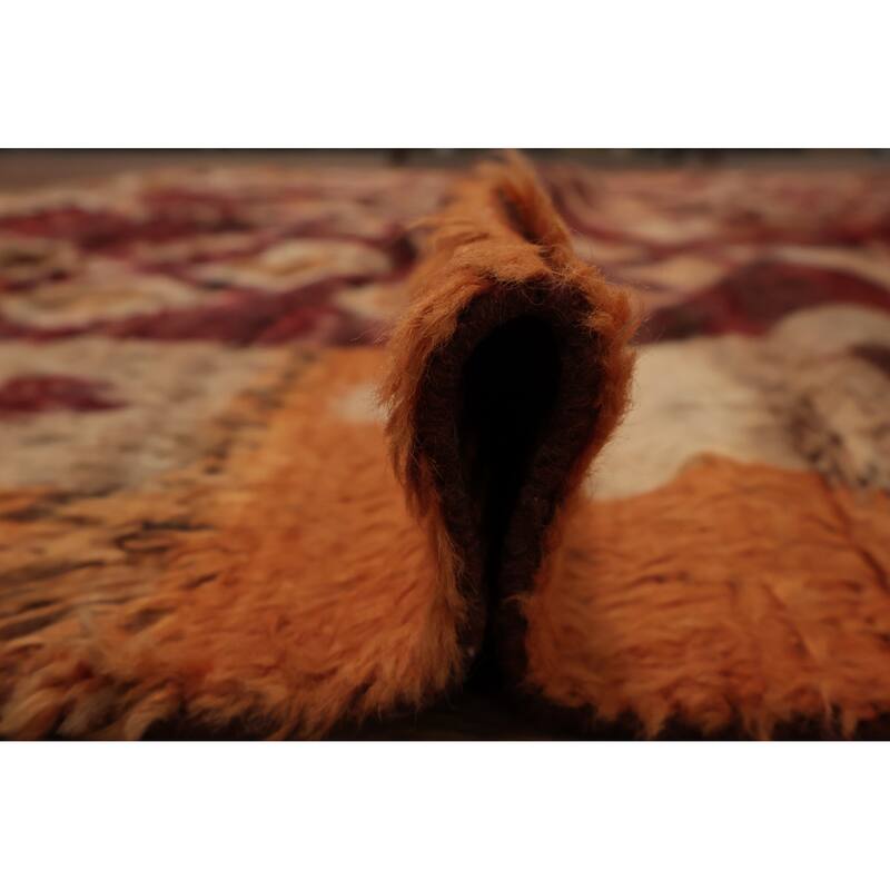 Hand Knotted Oriental 100% Wool Carpet Modern Tribal Red Moroccan Area Rug - 9' 10'' X 8' 2''