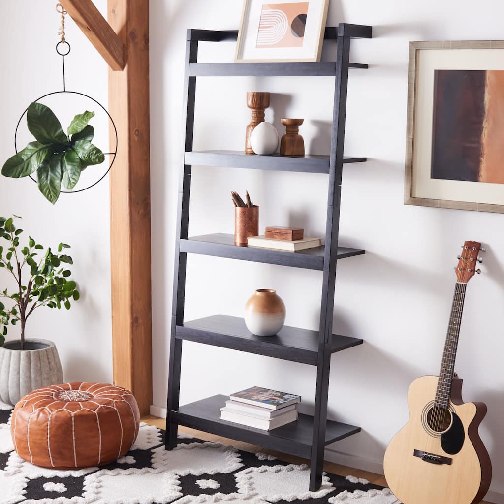 SAFAVIEH Babs 5-Tier Leaning Etagere Bookcase - 31.5" W x 11" L x 72.4" H - 31Wx11Dx72H