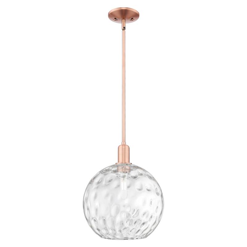 Innovations Lighting Endless Possibilities Arcadia - Athens Water Glass - 1 Light 12" Stem Hung Mini Pendant - Clear Water Glass/Antique Copper