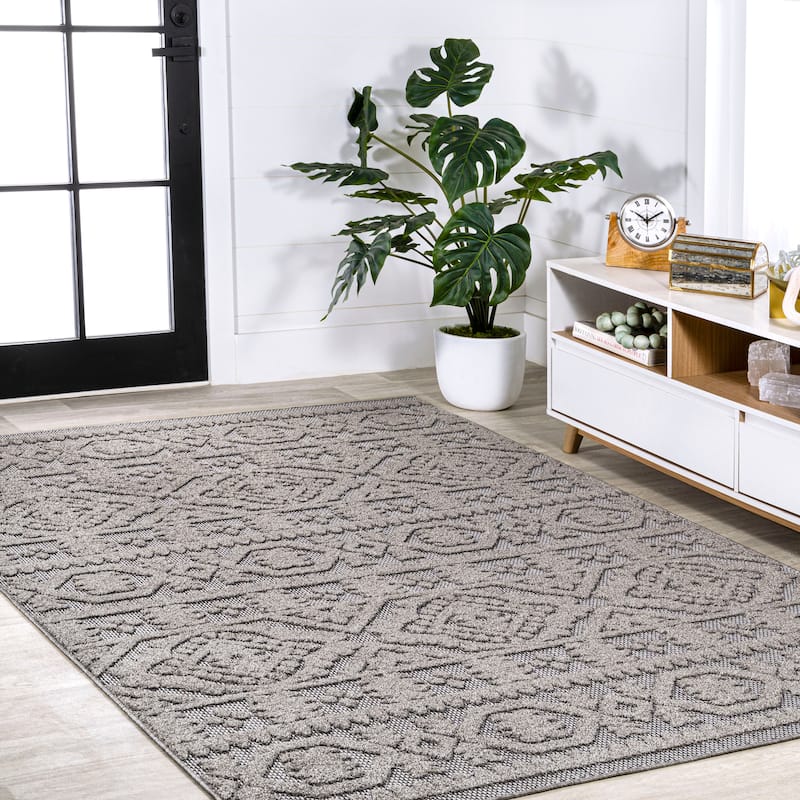JONATHAN Y Jordan High-Low Pile Mediterranean Tile Indoor/Outdoor Area Rug