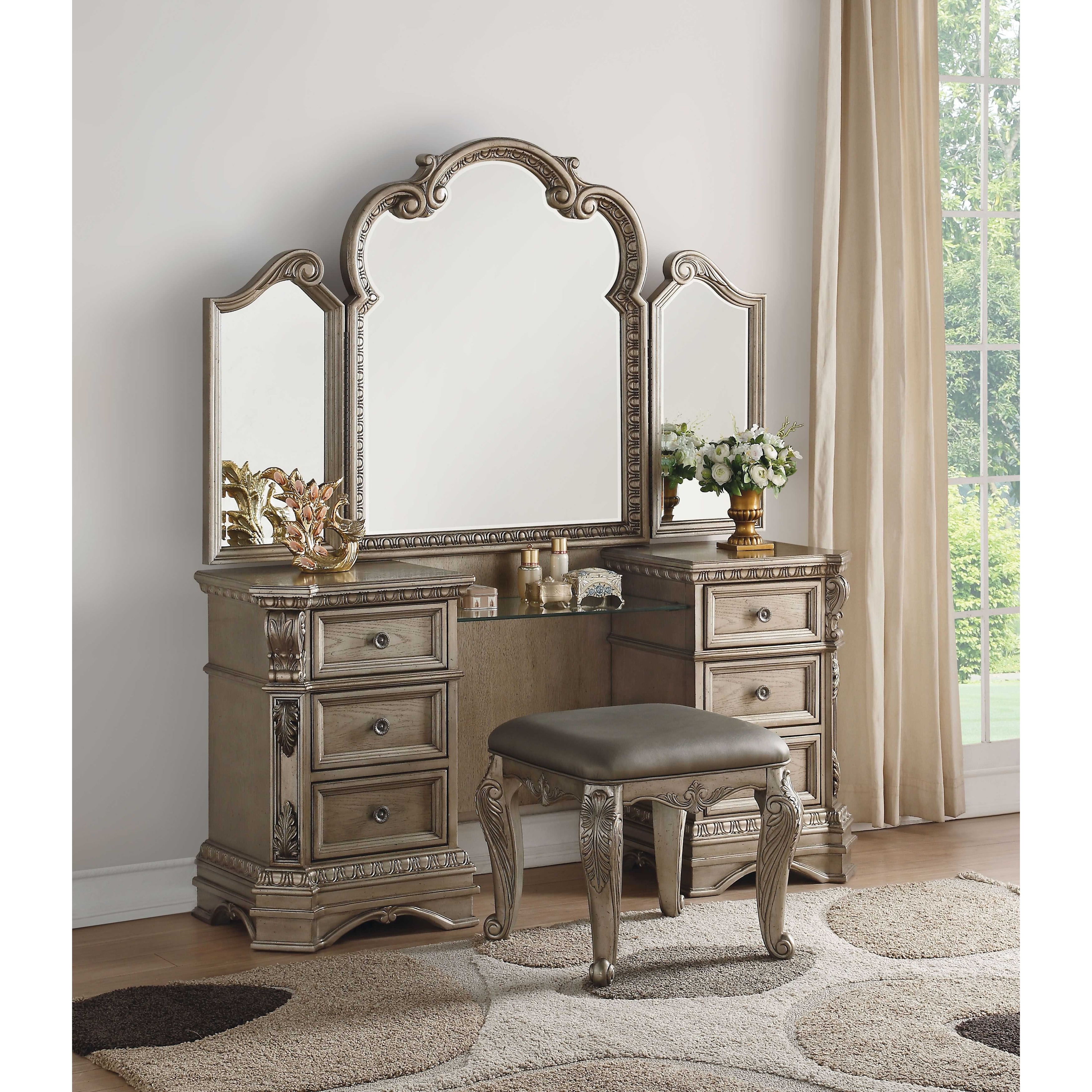Oak best sale vanity stool