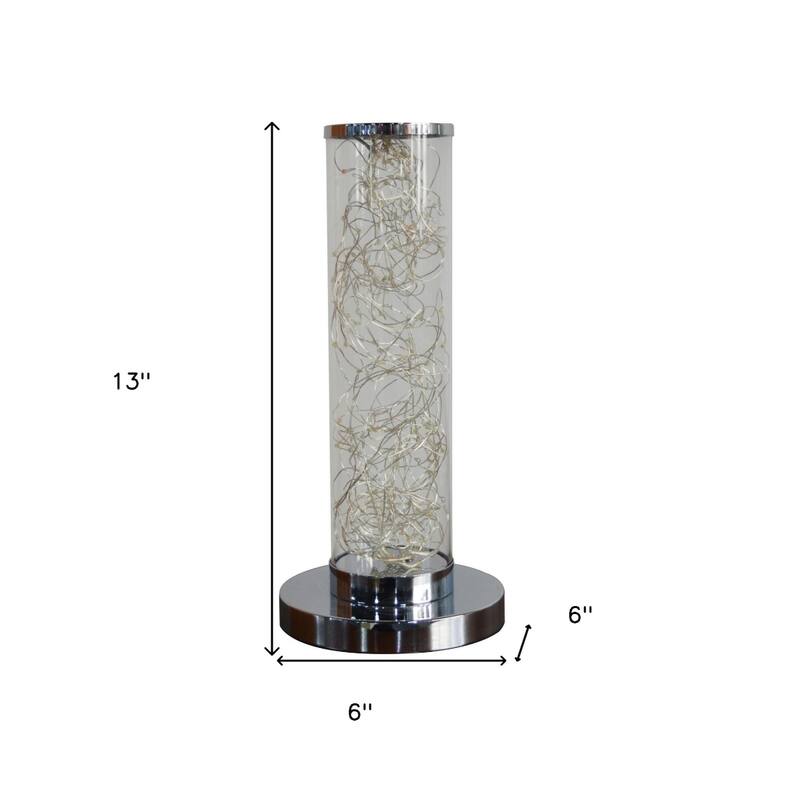 13 Inch Metal LED Table Lamp with In-Line Switch for Living Room - 6” x 6” x 13”