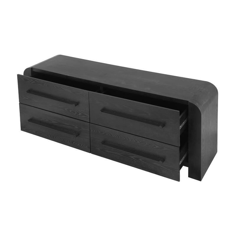 Christopher Knight Home - Nova Contemporary Natural Ash Veneer 4-Drawer Dresser with Sleek Black Handles