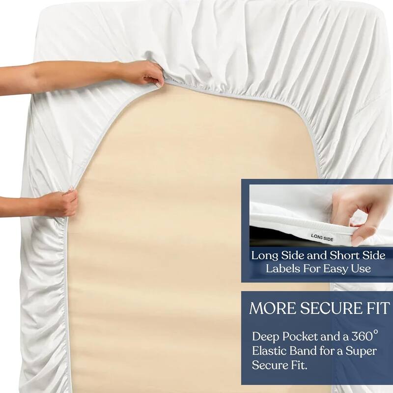 Delara 100% Eucalyptus Lyocell Tencel Fitted Sheet & Pillowcases, Naturally Cooling, Moisture-Wicking, Smooth & Breathable