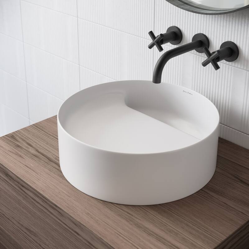 Vevey 16.5" Round Vessel Bathroom Sink In Matte White - 20.2" x 20.2" 9.2"