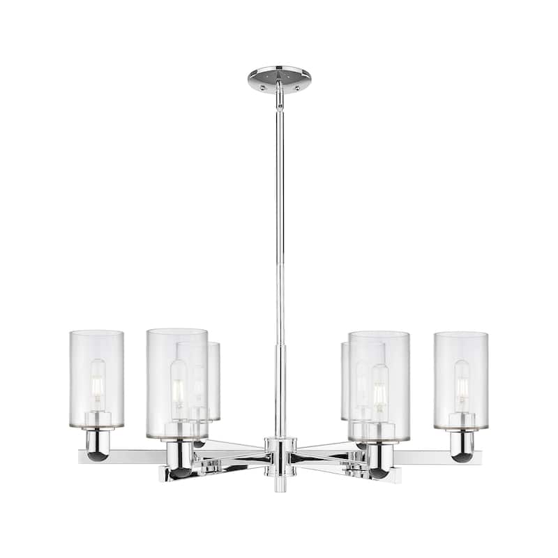 Innovations Lighting Endless Possibilities Arcadia - Clymer - 6 Light 34" Stem Hung Chandelier - Clear/Polished Chrome