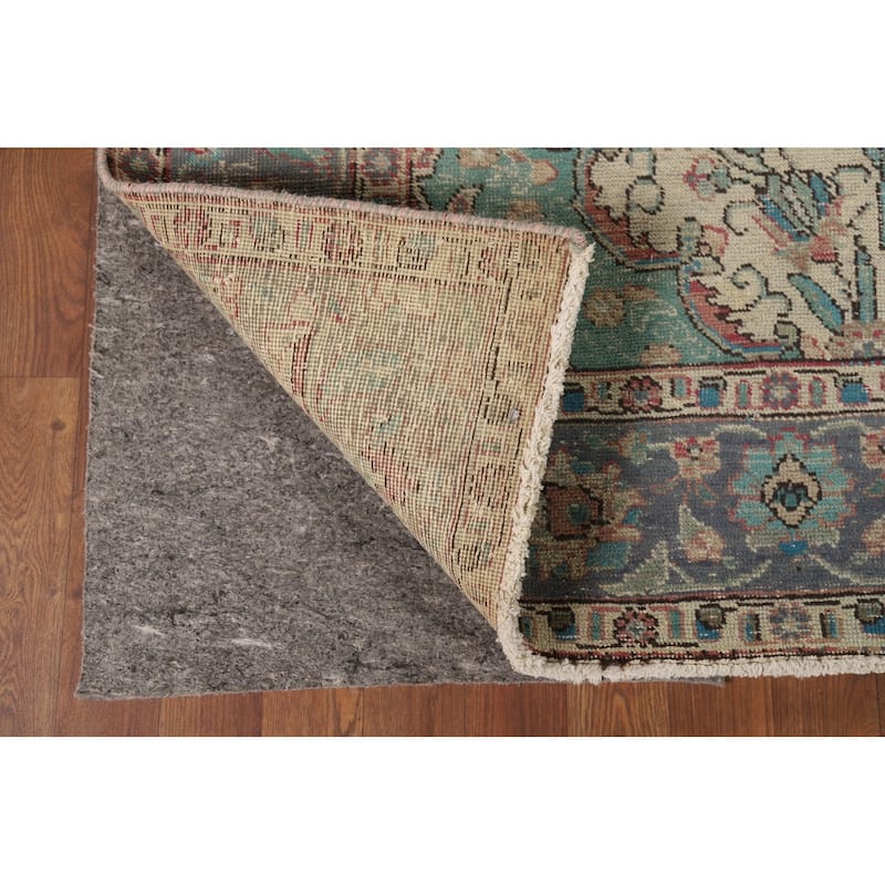 Distressed Tabriz Vintage Persian Area Rug Handmade Wool Carpet - 6'8" x 9'10"