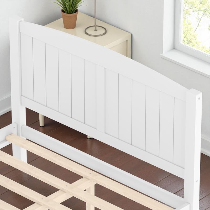 Solid Wood Platform Bed Frame with Support Slats, Strong Structure, No Box Spring Needed Modern Bedroom Furniture