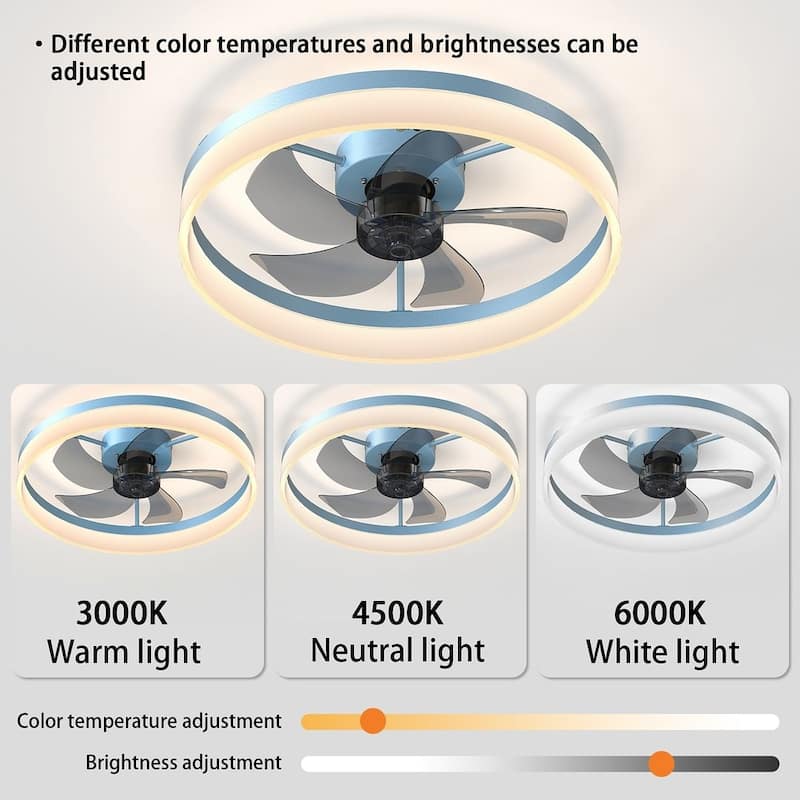 Modern Flush Mount Ceiling Fan with Lights