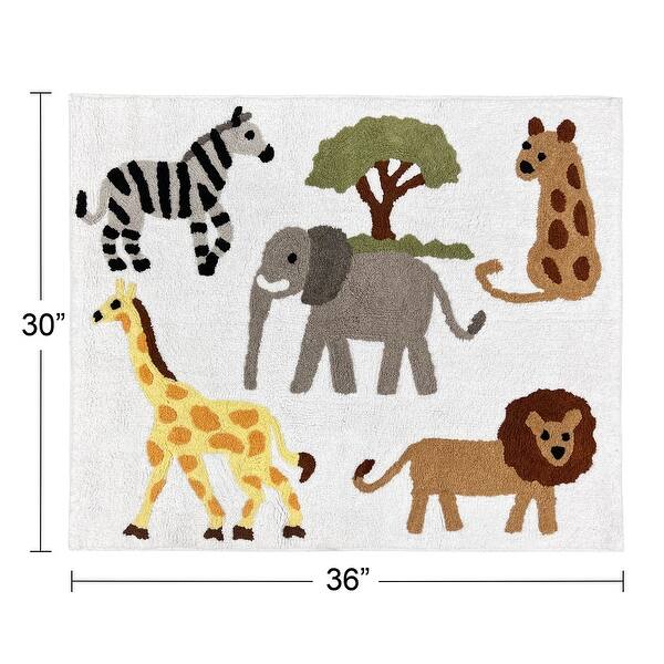 Sweet Jojo Designs Jungle Animals Boy Girl Gender Neutral Accent Floor Rug (2.5' x 3') Wildlife Safari Animal Gray Elephant Lion
