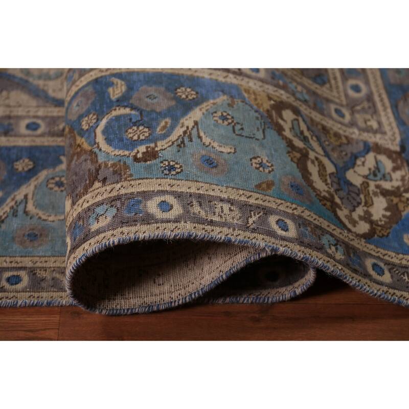 Geometric Tabriz Persian Area Rug Handmade Bedroom Wool Carpet - 9'8"x 13'1"
