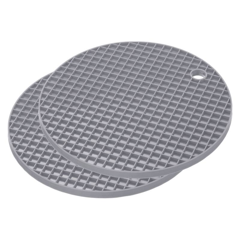Silicone Trivet Mats 2pcs Round Drying Mat for Kitchen Counter Table Light Gray - Light Gray