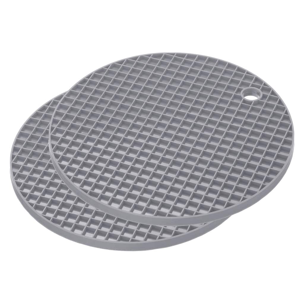 Silicone Trivet Mats 2pcs Round Drying Mat for Kitchen Counter Table Light Gray - Light Gray