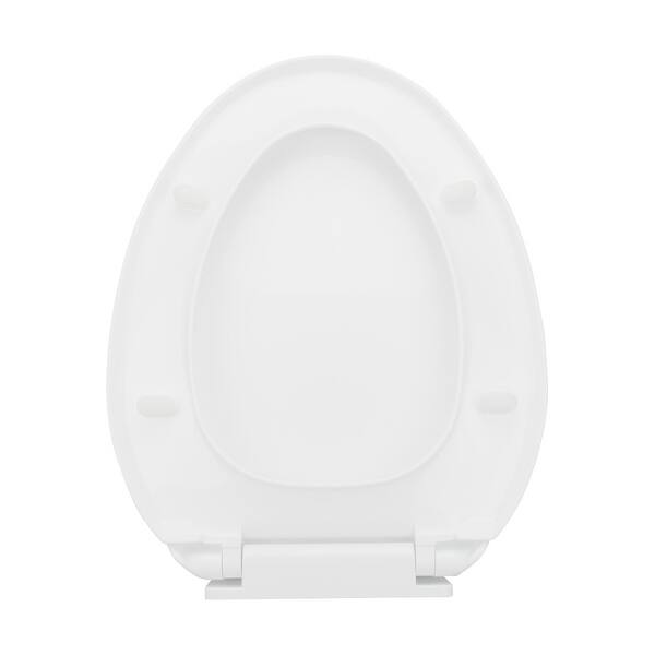 White Slow Close Elongated Toilet Seat Lid No Slam With Non Slip Seat