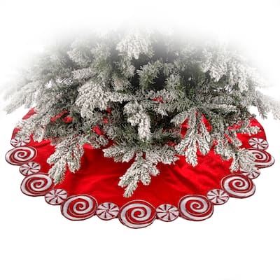 52" Round Cotton Mrs Claus Kitchen Tree Skirt