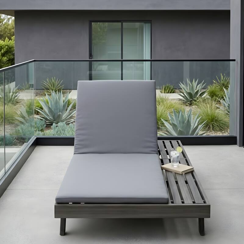 Lounge Chair Set with Open-Sided Design Black Lacquered Locust Wood Frame with Waterproof Cushions - Black Dark Gray