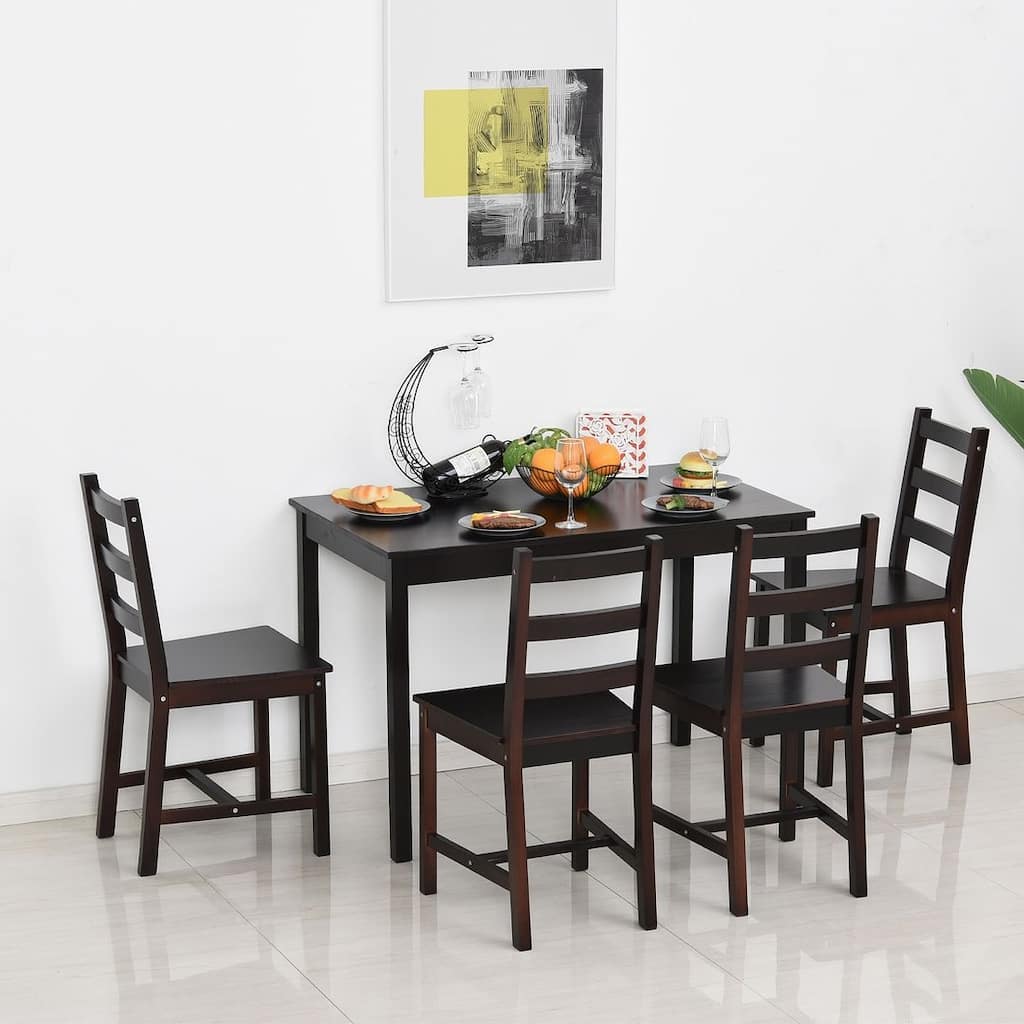 Modern 5-piece Dining Set with Wooden Dining Table and Chair Set of 4