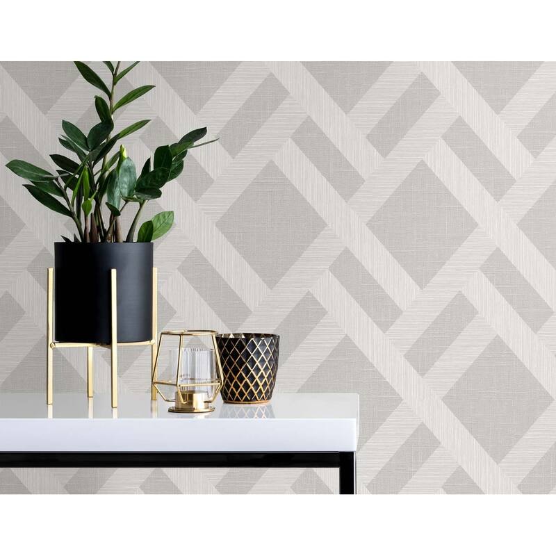 Seabrook Designs Linen Trellis Embossed Vinyl Unpasted Wallpaper