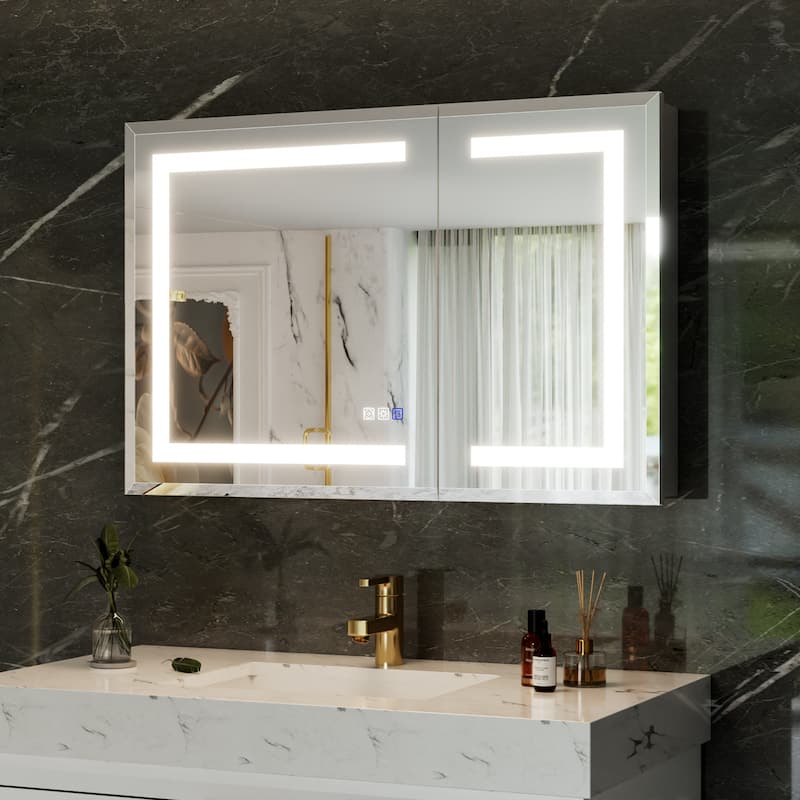 30-48'' W x 24'' H Surface or Recessed LED Bathroom Medicine Cabinet With Mirror,Defog & Quiet Hinges