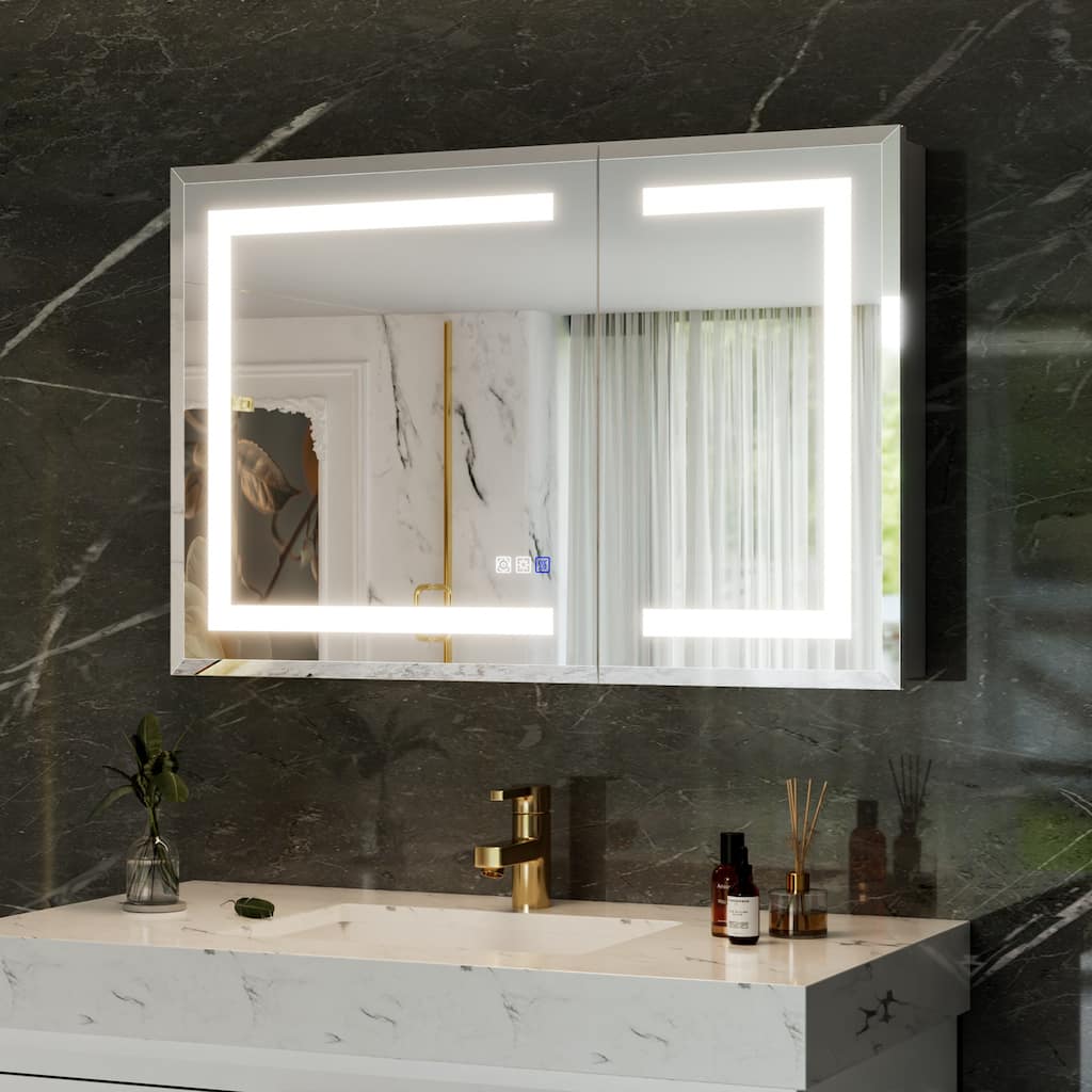 30-48'' W x 24'' H Surface or Recessed LED Bathroom Medicine Cabinet With Mirror,Defog & Quiet Hinges