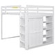 preview thumbnail 19 of 21, Wood Full Size Loft Bed with Built-in Wardrobe and Storage Shelves