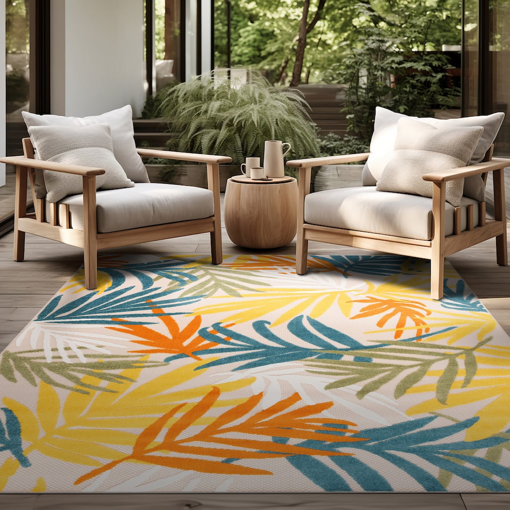 Origin Coastal Floral Indoor/Outdoor Area Rug.