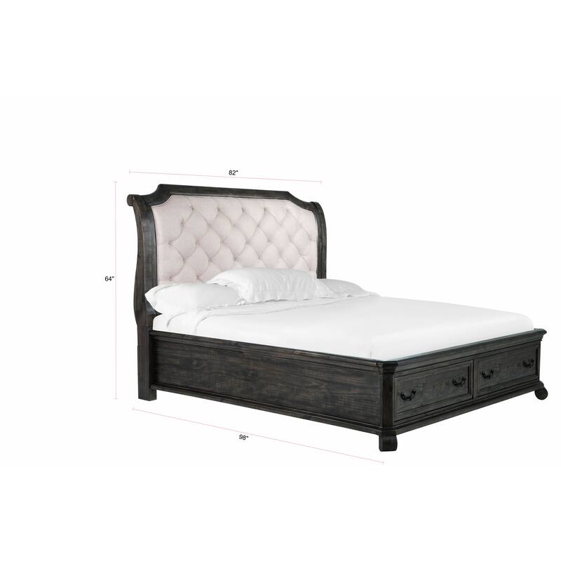 Magnussen Home Bellamy Peppercorn Sleigh Storage Bed